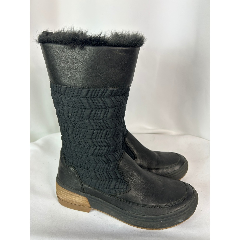 Merrell Black Quilted Faux Fur Trim Insulated Winter Snow Boots 10